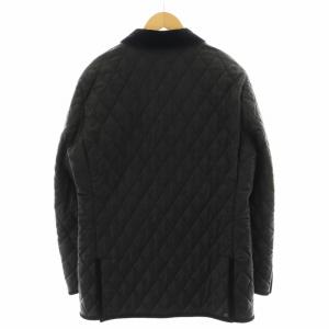 BURBERRY BLACK LABEL キルティングジャケット 襟コーデュロイ 裏地チェック柄 アウター L グレー 黒 ブラック