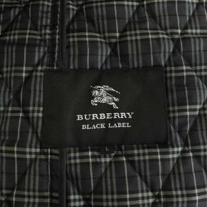 BURBERRY BLACK LABEL キルティングジャケット 襟コーデュロイ 裏地チェック柄 アウター L グレー 黒 ブラック