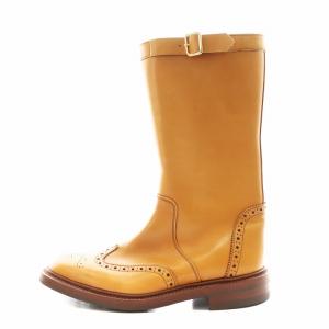 メダリオン バーニッシュドカーフ ブーツ レザー 5.4 ベージュ L6673 /AN13