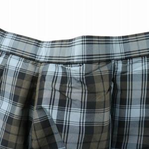23区 フレアスカート タック ミモレ ロング ナイロン チェック柄 38 M 青 ブルー 黒 ブラック 茶 ブラウン