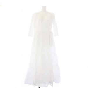 BALLERINA MAXI DRESS バレリーナマキシドレス カシュクールワンピース ロング 七分袖 36 S 白 ホワイト