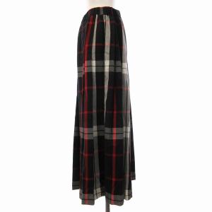URBAN RESEARCH 23AW チェックプリーツイージースカート フレア ロング F 黒 ブラック