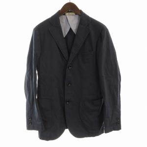 テーラードジャケット 麻 リネン混 背抜き センターベント 3B シングル M 紺 ネイビー /RO