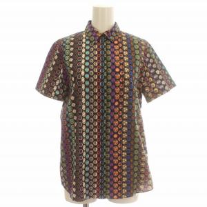 20SS シャツ ブラウス 半袖 総柄 38 M ネイビー 紺 /G