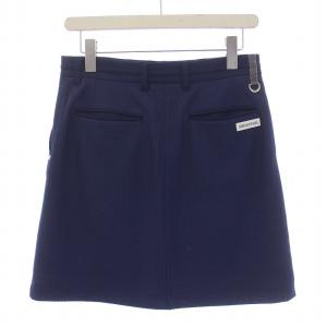BRIEFING 台形スカート ミニ丈 ジップフライ ストレッチ ロゴ 装飾 S 紺 ネイビー