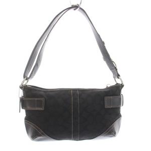 COACH シグネチャー ショルダーバッグ ワンショルダーバッグ 斜めがけ 2WAY キャンバス レザー 黒 ブラック F07077