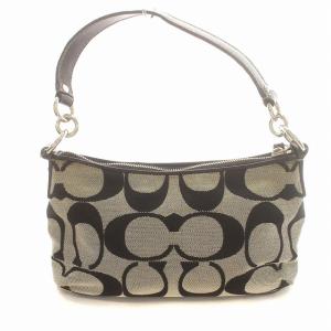 COACH シグネチャー ハンドバッグ F17439 キャンバス ワンショルダー 黒 グレー