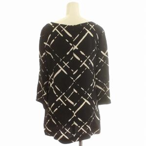 ESCADA ワンピース ひざ丈 七分袖 ひざ丈 総柄 34 S 黒 ブラック /G