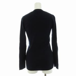 Deuxieme Classe カーディガン ニット 絹 シルク カシミヤ混 リブ Vネック 長袖 紺 ネイビー