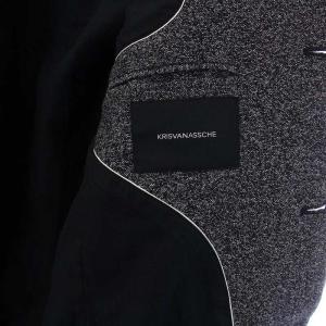 KRISVANASSCHE チェスターコート アウター ロング 切替 44 S グレー ブラック 黒 /KH