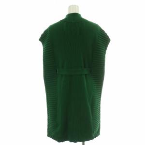 UN3D. ウエストベルトニットベスト プルオーバー ハイネック 無地 ベルト F 緑 グリーン 522052600701