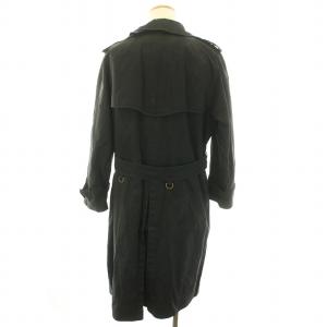 BURBERRY LONDON トレンチコート アウター ロング ノバチェックライナー付き ベルト ウール 94-175-6 L 黒 ブラック