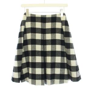 ウールカシミヤチェックスカート 40 ブラック ホワイト 41307