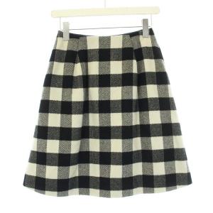FOXEY ウールカシミヤチェックスカート 40 ブラック ホワイト 41307