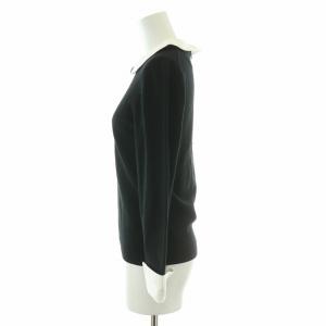 alice + olivia 襟付きニット セーター 長袖 レギュラーカラー クルーネック 無地 ウール S 黒 ブラック