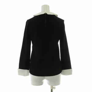alice + olivia 襟付きニット セーター 長袖 レギュラーカラー クルーネック 無地 ウール S 黒 ブラック