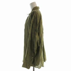 Spick&Span ミリタリーシャツ ブラウス 麻 リネン 長袖 F カーキ