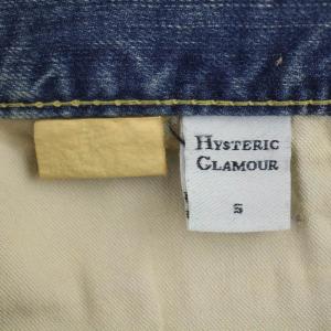 HYSTERIC GLAMOUR デニムスカート ミニ丈 ジップフライ 総柄 VINTAGE加工 スタッズ S インディゴ /BM