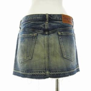 ANDY WARHOL by HYSTERIC GLAMOUR デニムスカート ミニ スタッズ いちご柄 ダメージ加工 カットオフ M インディゴブルー