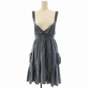 ジャンパースカート ミニ デニム フリル F 水色 ライトブルー