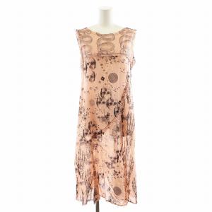 ワンピース ノースリーブ ロング丈 スカル コットン F ピンク /AN15