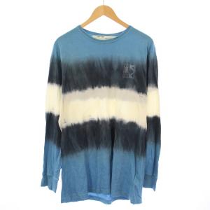 バックアロータイダイ Tシャツ ロンT 長袖 クルーネック ストレッチ L 青 ブルー 白 ホワイト /BB