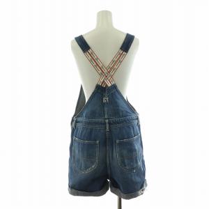 HYSTERIC GLAMOUR オーバーオール サロペット ショートパンツ ハーフ ダメージ加工 パッチワーク ロールアップ M 青 ブルー