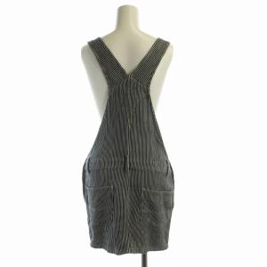 HYSTERIC GLAMOUR サロペット ジャンパースカート ひざ丈 ストライプ デニム S 紺 ネイビー 白 ホワイト