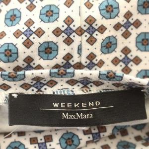 MAX MARA WEEKEND LINE ワンピース 半袖 ドレープ ひざ丈 総柄 XS 白 水色 /G