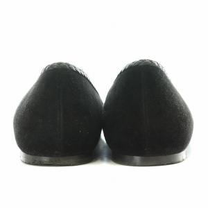 TOD'S パンプス フラットシューズ アーモンドトゥ スエード レザー 切替 装飾 35 22.5cm 黒 ブラック