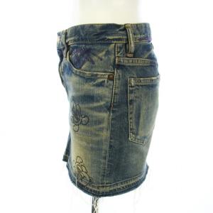 HYSTERIC GLAMOUR デニムスカート ヒスベア くま ミニ スタッズ XS 青 ブルー /TK