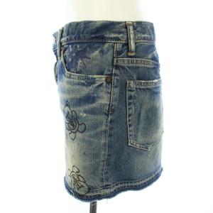 HYSTERIC GLAMOUR デニムスカート ヒスベア くま ミニ スタッズ M 青 ブルー