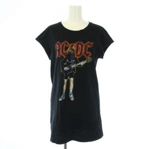 ROCK TEE Tシャツ カットソー プリント AC/DC ロゴ 半袖 FREE 黒 ブラック 0101CT09