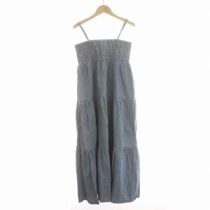 HYSTERIC GLAMOUR キャミソールワンピース デニム 刺繍 ロング ワンピース F 水色 ライトブルー /G