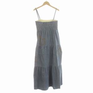 HYSTERIC GLAMOUR キャミソールワンピース デニム 刺繍 ロング ワンピース F 水色 ライトブルー