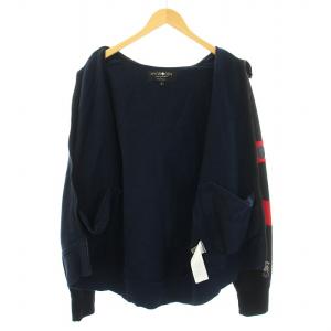 HYDROGEN ジップアップパーカー フーディー 切替 スカルラバーロゴ L 紺 ネイビー 黒 ブラック 赤 レッド /KU