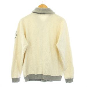 Papas カーディガン 長袖 ショールカラー スウェット地 ロゴ刺繍 ワッペン コットン S ライトグレー /KU