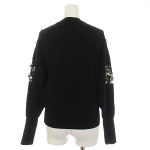 ENFOLD セーター ニット ビジュー スパンコール 長袖 38 M ダークネイビー 黒