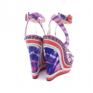 Christian Louboutin DUPLICE140 ウェッジソールサンダル 厚底 アンクルストラップ タイダイ柄 36 23cm マルチカラー