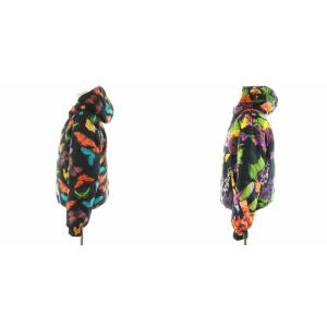 alice + olivia ダウンジャケット フード 花柄 チョウ柄 リバーシブル アウター XS マルチカラー 赤 レッド 紫 パープル 黒 ブラック