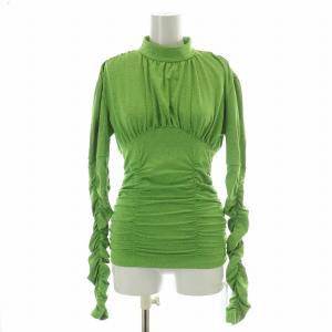 UND VOLUME GATHER TOP アンドボリュームギャザートップ カットソー 長袖 スタンドカラー ストレッチ S