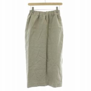 タイトスカート イージー ミモレ ロング スリット 麻 リネン混 ウール混 S グレー /BB