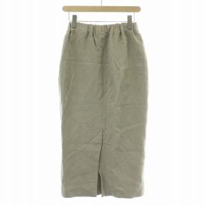 Babaghuri タイトスカート イージー ミモレ ロング スリット 麻 リネン混 ウール混 S グレー /BB