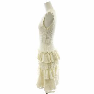 RED VALENTINO REDVALENTINO ワンピース ひざ丈 ノースリーブ フリル コットン S 白 ホワイト /AN30
