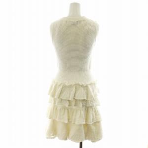 RED VALENTINO REDVALENTINO ワンピース ひざ丈 ノースリーブ フリル コットン S 白 ホワイト /AN30