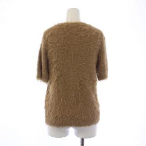 Spick&Span フェザーヤーンハーフスリーブニット 半袖 クルーネック ストレッチ シャギー ウール混 F 茶 ブラウン