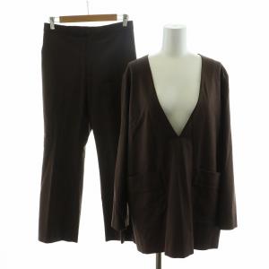 ウールミックスミルドジャケットプルオーバー セットアップ 2点セット Vネック ノーカラー 長袖 スラックスパンツ