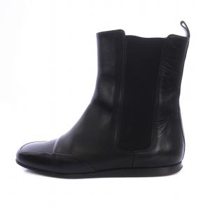 サイドゴアブーツ ショートブーツ フラット レザー 36 23cm 黒 ブラック /BM