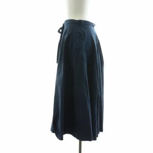 S Max Mara フレアスカート タック ミモレ ロング ベルト付き 36 XS 紺 ネイビー /NQ