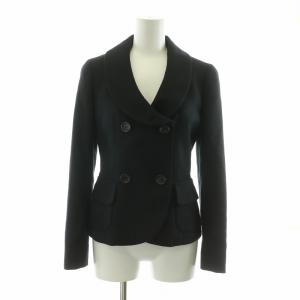 BURBERRY LONDON ダブルスーツ フォーマル フレアスカート ジャケット タック ひざ丈 カシミヤ混 36 XS 黒 ブラック